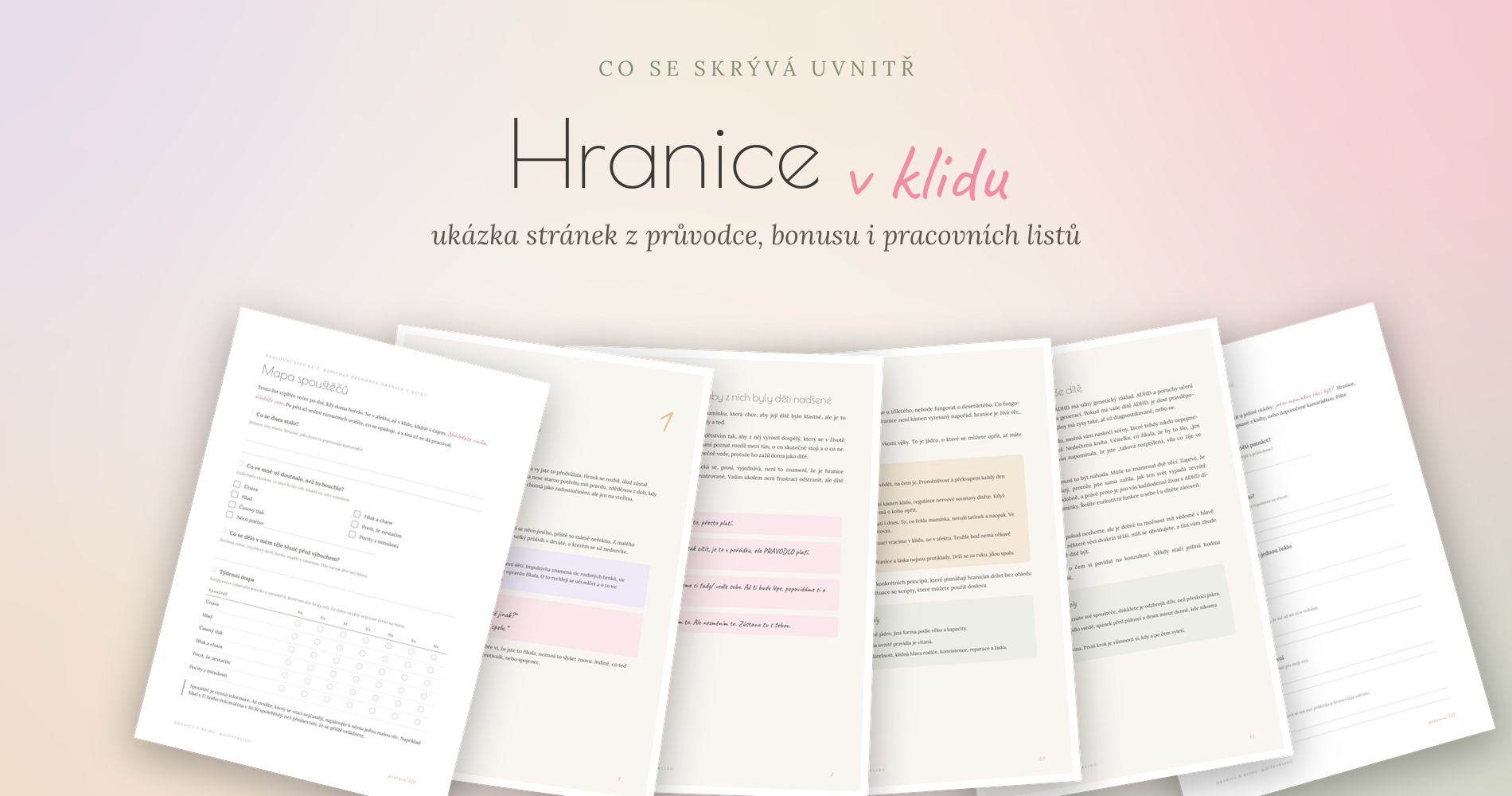 Hranice v klidu, ukázka stránek z průvodce, bonusu i pracovních listů